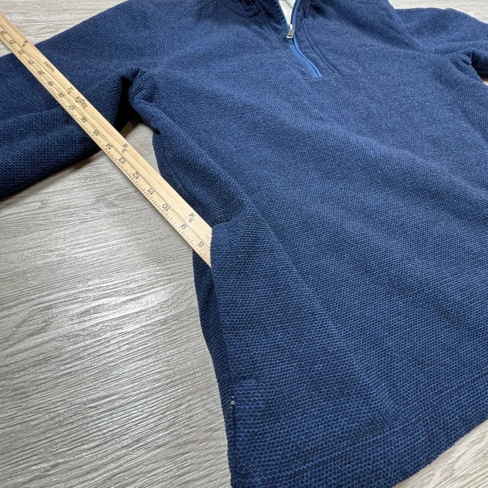 Orvis Men Quarter Zip Pullover Navy‎ Blue Large Sherpa Lined Knit Sweater